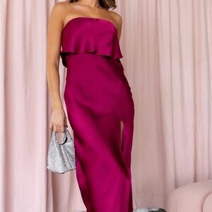 Petal & Pup Strapless Berry Midi Dress